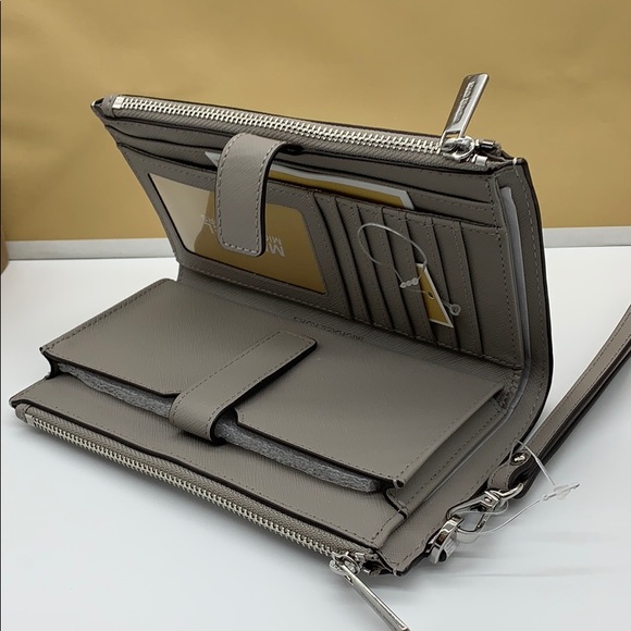 MICHAEL KORS LG DOUBLE ZIP wristlet BRT WHITE - Picture 15 of 16